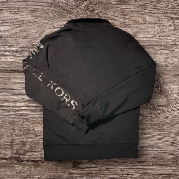 Michael Kors Black Quarter-Zip Pullover Long Sleeve Sweatshirt Mens Size Medium - Picture 2 of 3